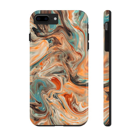 Marbled Armor: Dual-Layer Rugged Phone Case with Artistic Swirl Design (Tough Phone Case)