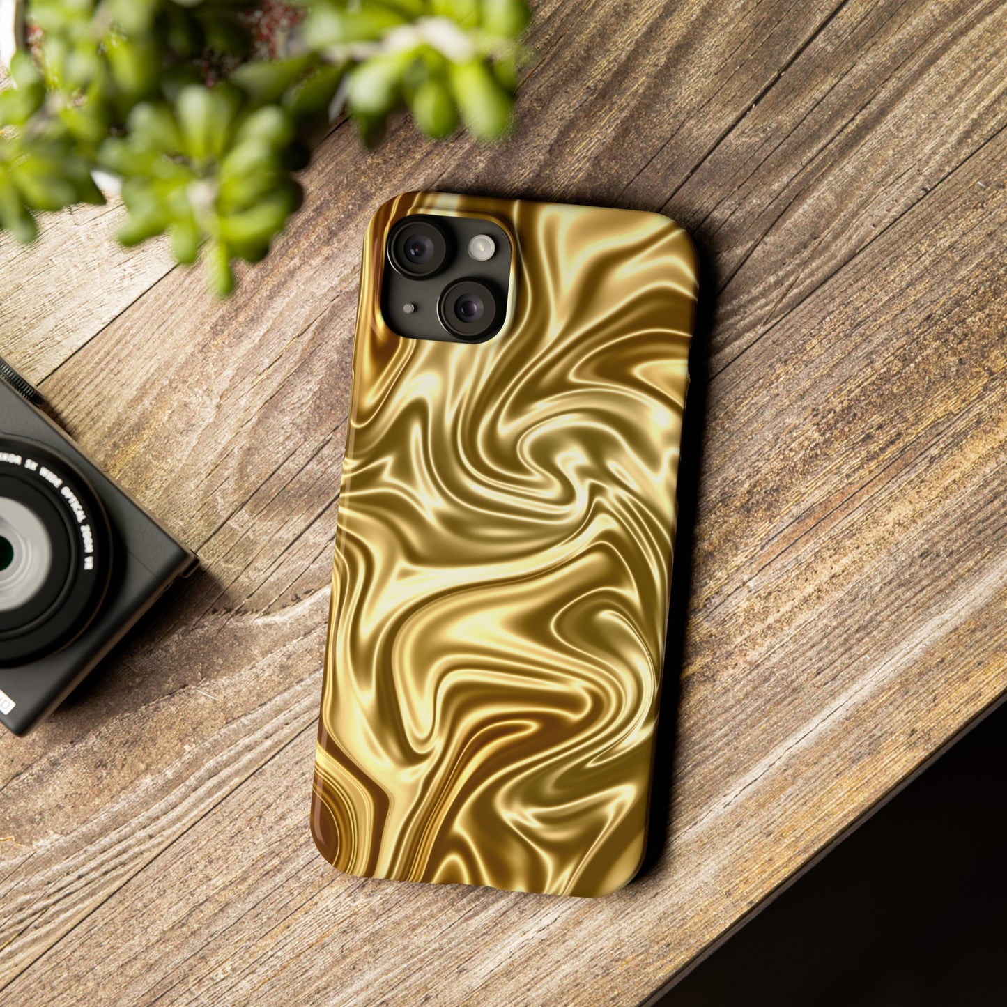 Golden Swirl Elegance Slim Phone Case