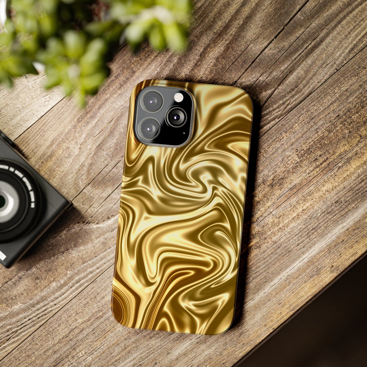 Golden Swirl Elegance Slim Phone Case