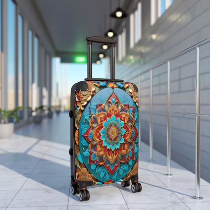 Vibrant Mandala Voyager: Hardshell Spinner Suitcase for the Avid Traveler