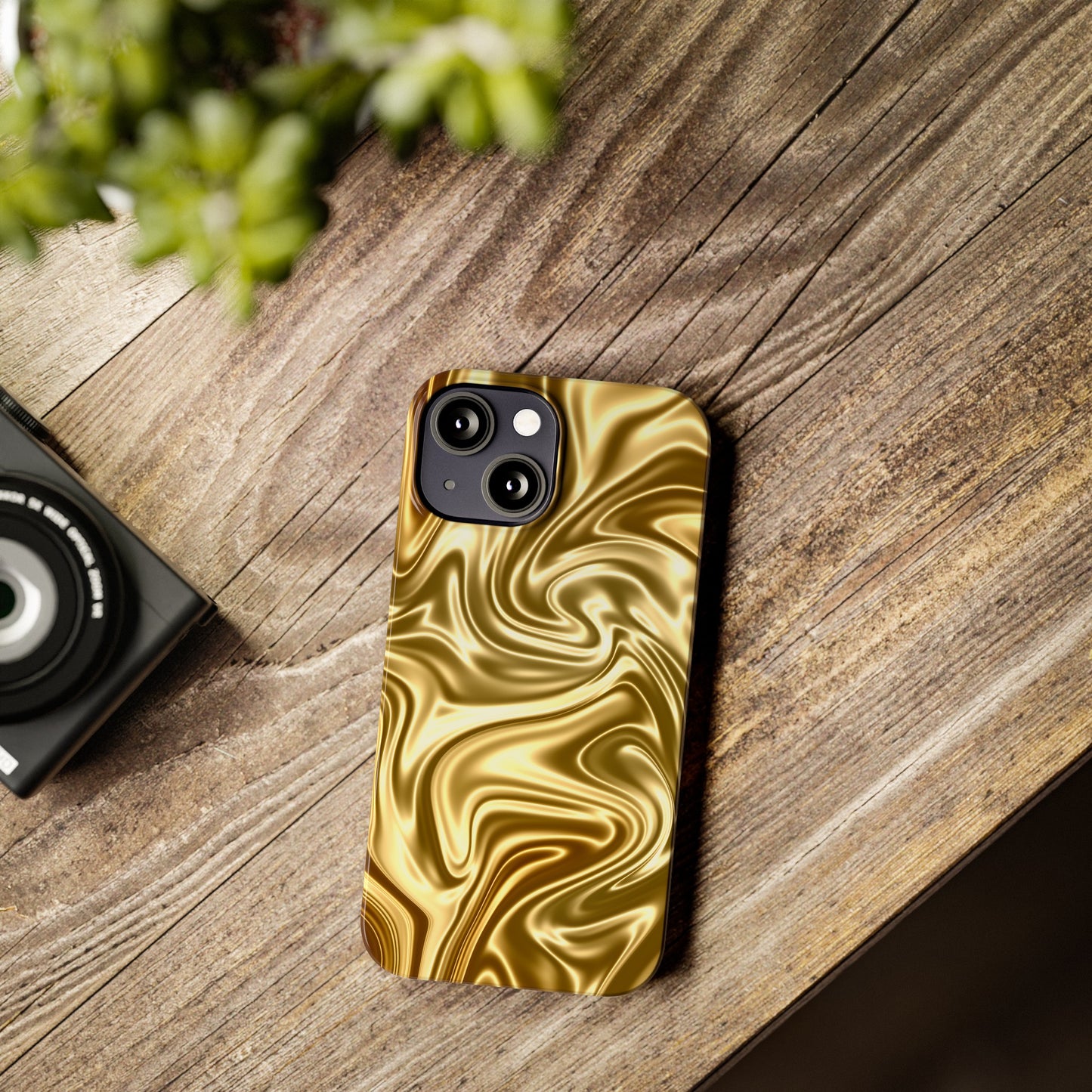 Golden Swirl Elegance Slim Phone Case