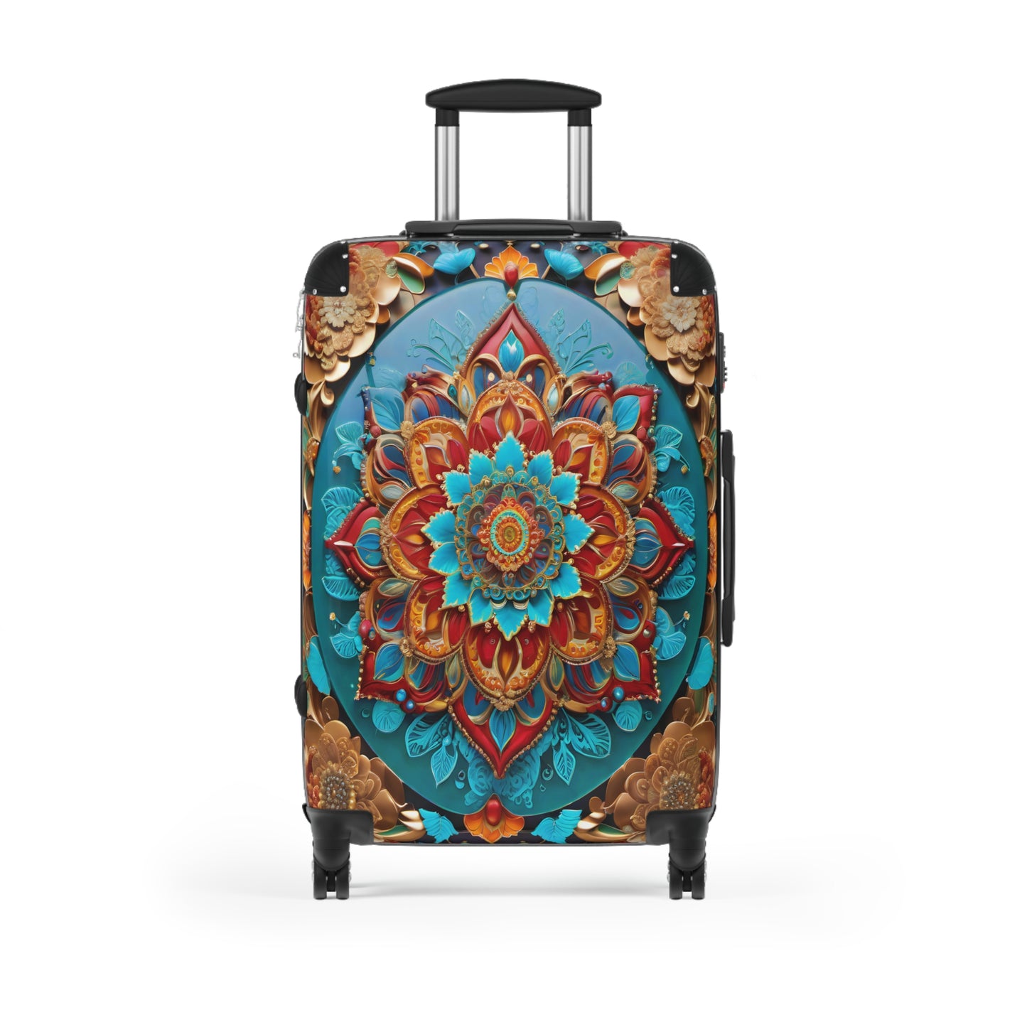 Vibrant Mandala Voyager: Hardshell Spinner Suitcase for the Avid Traveler