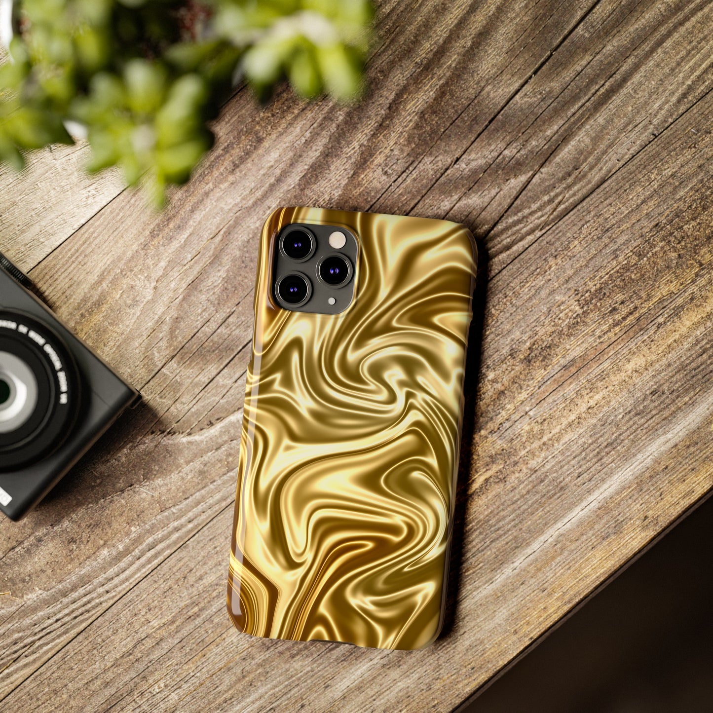 Golden Swirl Elegance Slim Phone Case