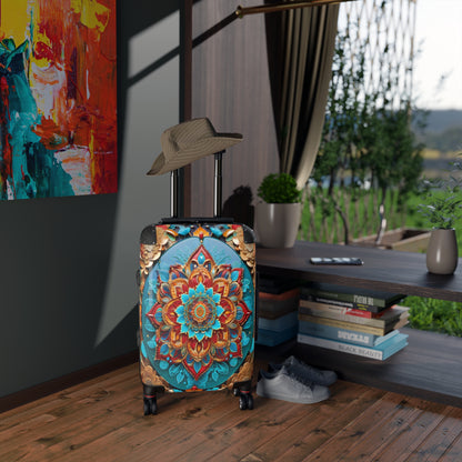 Vibrant Mandala Voyager: Hardshell Spinner Suitcase for the Avid Traveler