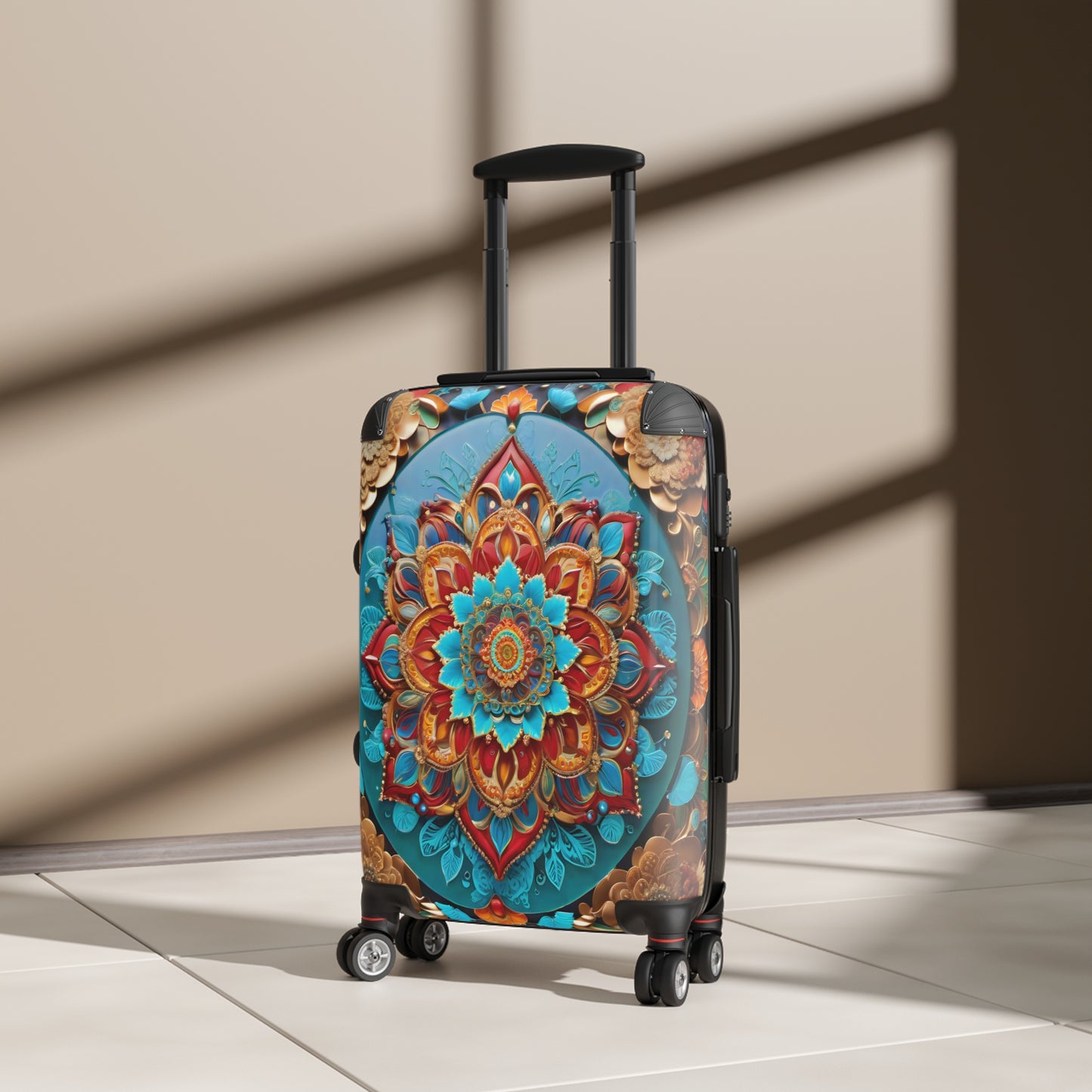 Vibrant Mandala Voyager: Hardshell Spinner Suitcase for the Avid Traveler