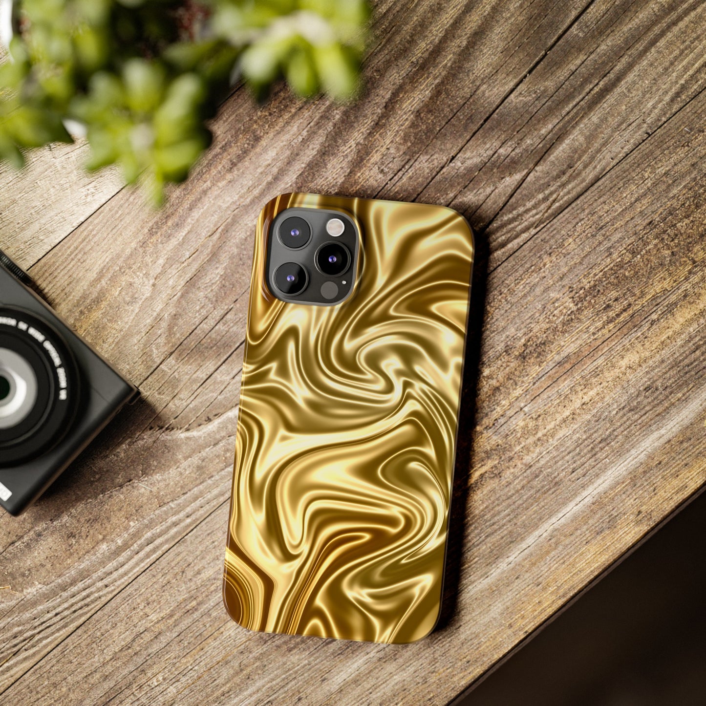 Golden Swirl Elegance Slim Phone Case