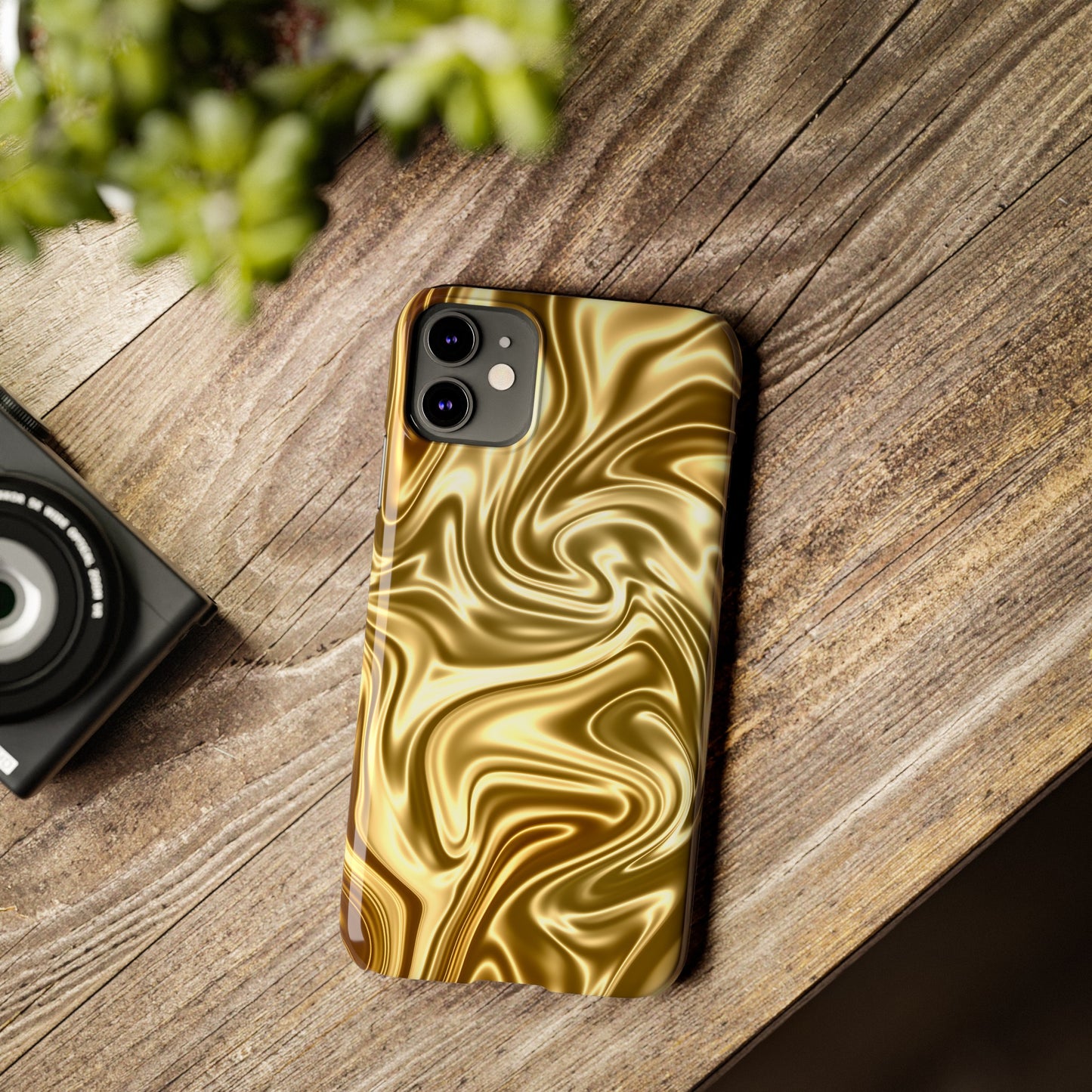 Golden Swirl Elegance Slim Phone Case