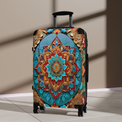 Vibrant Mandala Voyager: Hardshell Spinner Suitcase for the Avid Traveler