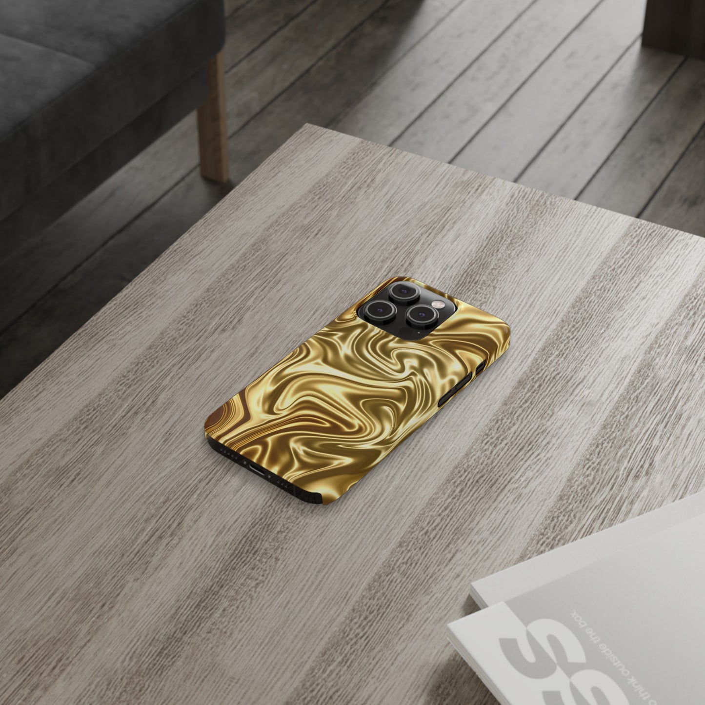 Golden Swirl Elegance Slim Phone Case