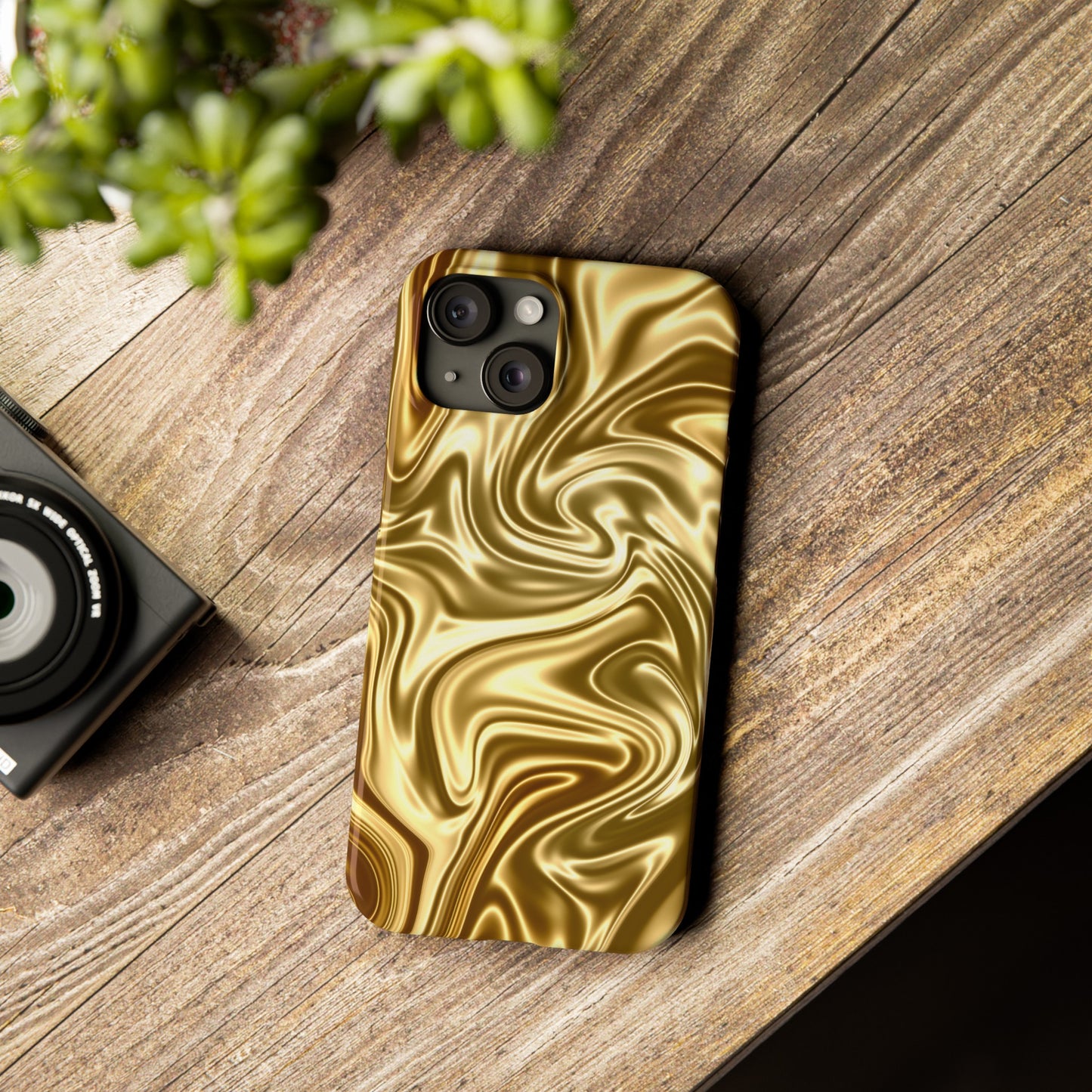 Golden Swirl Elegance Slim Phone Case