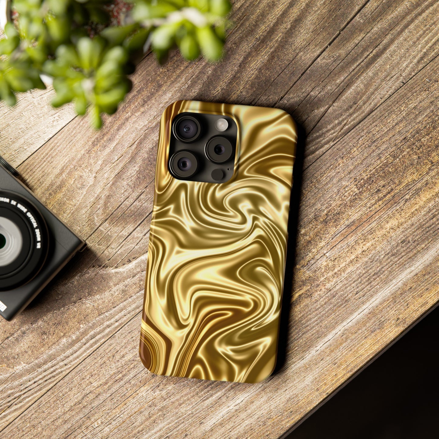 Golden Swirl Elegance Slim Phone Case