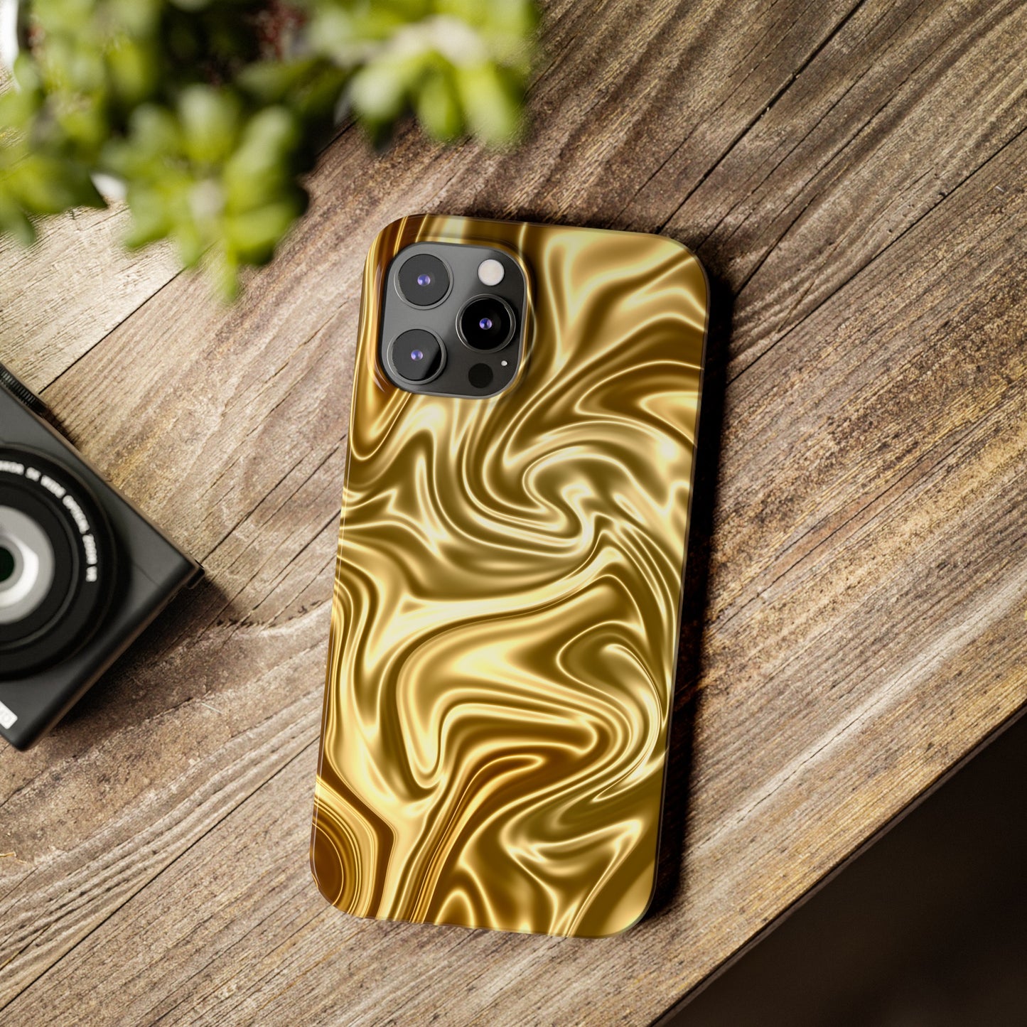 Golden Swirl Elegance Slim Phone Case