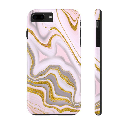 Elegant Marble Swirl Phone Case with Gold Accents (Tough Phone Cases)