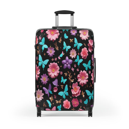 Floral Fantasy: Designer Hardshell Spinner Luggage