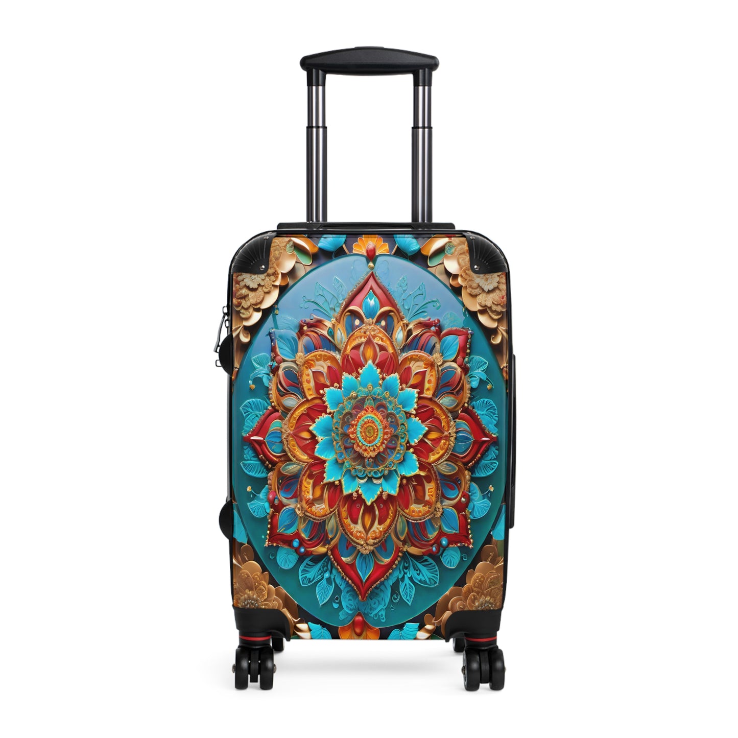 Vibrant Mandala Voyager: Hardshell Spinner Suitcase for the Avid Traveler