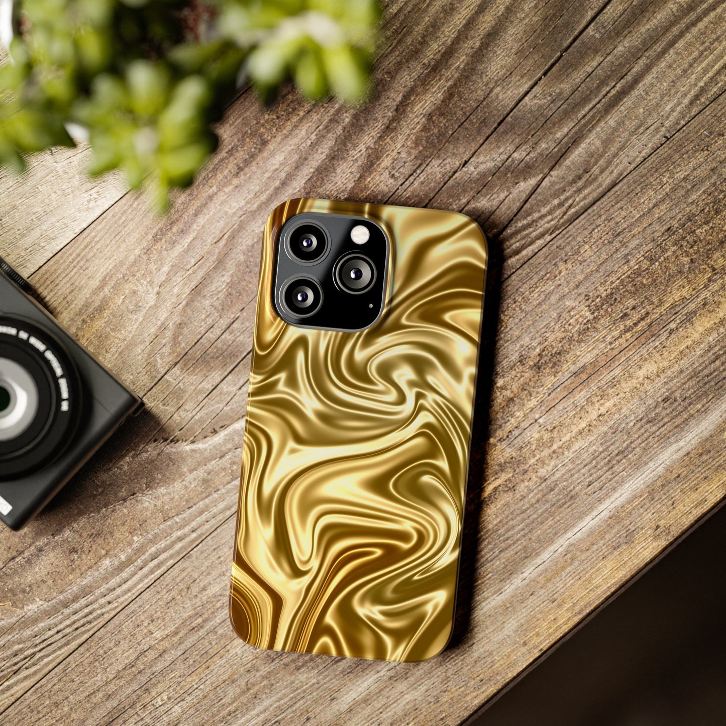 Golden Swirl Elegance Slim Phone Case