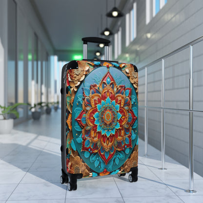 Vibrant Mandala Voyager: Hardshell Spinner Suitcase for the Avid Traveler